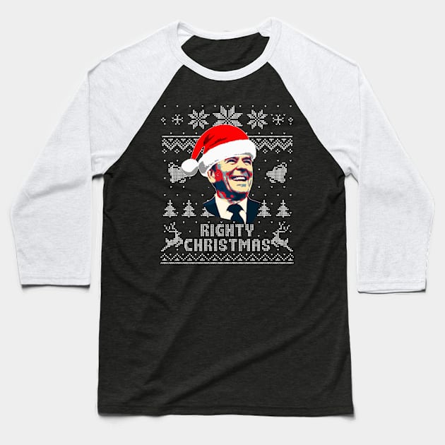 Ronald Reagan Right Christmas Baseball T-Shirt by Nerd_art